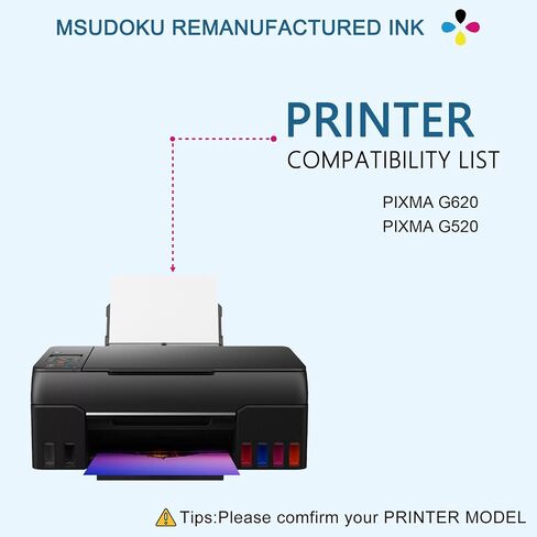 Msudoku GI23 Ink Refill Bottle (6Pack) Compatible Replacement for Canon GI-23 GI23 Refill Ink Bottle Use with Canon Pixma G620 PIXMA G620 Ink Refill Printer (BK/C/M/Y/GR Not Sublimation Ink) in Saudi Arabia