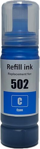 502 زجاجات حبر متوافقة مع استبدال الحبر 502 T502 للعمل من أجل ET-2700 ET-2750 ET-2760 ET-2850 ET-3700 ET-3710 ET-3750 ET-3760 ET-3830 ET-3843 ET-3850 ET-4750 ET- طابعة 4760 ET-15000، 1 سماوي in Kuwait