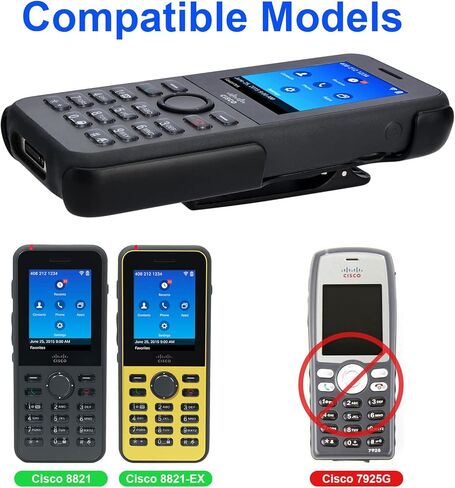 iGuerburn VoIP Phone Case for Cisco 8821 & Cisco 8821-EX, Cisco Phone Holder with 360° Swivel Belt Clip (Black) in Kuwait