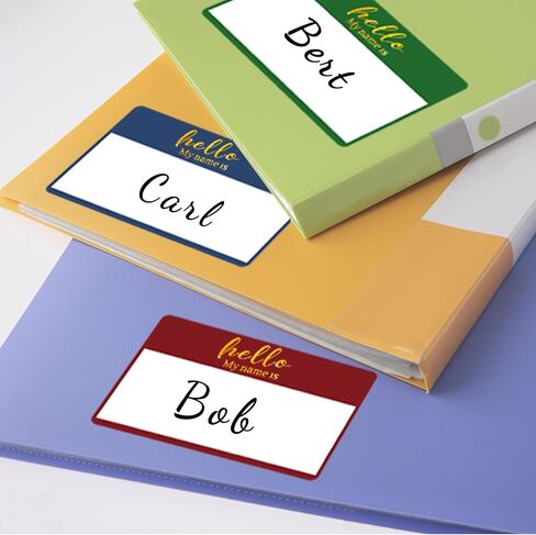 Yeachlaing Hello My Name is Name Tag | بطاقات أسماء كبيرة مقاومة للماء من رقائق الذهب مقاس 3.5 × 2.25 بوصة | 6 ألوان | 216 قطعة من ملصقات الأسماء شارة الاسم للمدرسة والأعمال والمؤتمرات in Kuwait