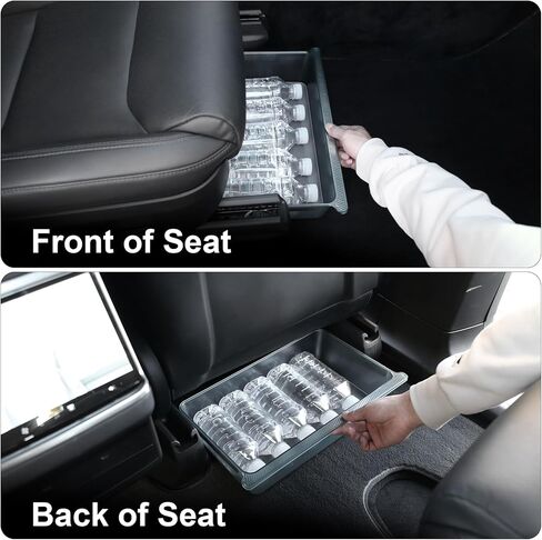 صندوق تخزين تحت المقعد من BEEGROW لطراز Tesla X 2023 2022 وطراز Y 2021-2023، صينية تنظيم مخفية تحت المقعد مع وسادة سيليكون، ملحقات داخلية لطراز Tesla X (عبوة واحدة) in Kuwait