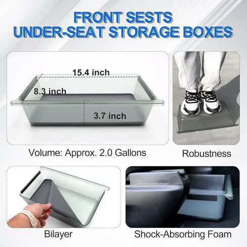 صندوق تخزين تحت المقعد من BEEGROW لطراز Tesla X 2023 2022 وطراز Y 2021-2023، صينية تنظيم مخفية تحت المقعد مع وسادة سيليكون، ملحقات داخلية لطراز Tesla X (عبوة واحدة) in Kuwait