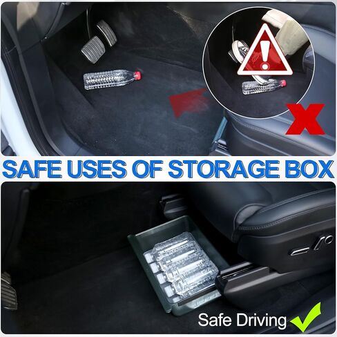 صندوق تخزين تحت المقعد من BEEGROW لطراز Tesla X 2023 2022 وطراز Y 2021-2023، صينية تنظيم مخفية تحت المقعد مع وسادة سيليكون، ملحقات داخلية لطراز Tesla X (عبوة واحدة) in Kuwait