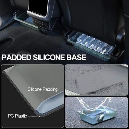 صندوق تخزين تحت المقعد من BEEGROW لطراز Tesla X 2023 2022 وطراز Y 2021-2023، صينية تنظيم مخفية تحت المقعد مع وسادة سيليكون، ملحقات داخلية لطراز Tesla X (عبوة واحدة) in Kuwait