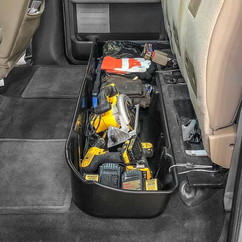 تخزين RHA تحت المقعد 2009-2014 SuperCrew يناسب Ford F-150 F150 Super Crew Cab نظام منظم أسود خلفي مطور (يناسب فقط SuperCrew Cab، للمركبات التي لا تحتوي على مكبرات صوت OEM) in Saudi Arabia