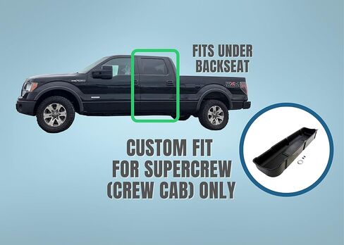 تخزين RHA تحت المقعد 2009-2014 SuperCrew يناسب Ford F-150 F150 Super Crew Cab نظام منظم أسود خلفي مطور (يناسب فقط SuperCrew Cab، للمركبات التي لا تحتوي على مكبرات صوت OEM) in Saudi Arabia
