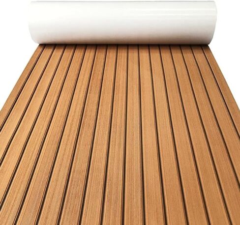 Boat EVA Foam Deck Floor Sheet Boat EVA Foam Floor Mat Sheet with Non-Slip Self-Adhesive Ideal for Small Boat Fishing Boat Deck Floor (Brown and Black Seam Lines, 94 * 43 Inch) in Saudi Arabia