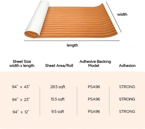 Boat EVA Foam Deck Floor Sheet Boat EVA Foam Floor Mat Sheet with Non-Slip Self-Adhesive Ideal for Small Boat Fishing Boat Deck Floor (Brown and Black Seam Lines, 94 * 43 Inch) in Saudi Arabia
