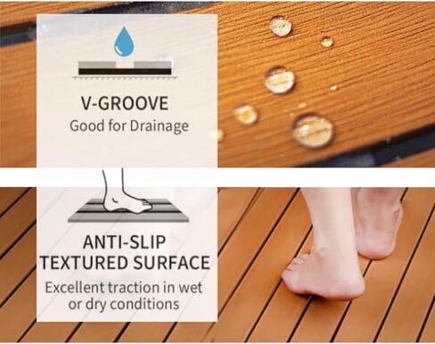 Boat EVA Foam Deck Floor Sheet Boat EVA Foam Floor Mat Sheet with Non-Slip Self-Adhesive Ideal for Small Boat Fishing Boat Deck Floor (Brown and Black Seam Lines, 94 * 43 Inch) in Saudi Arabia