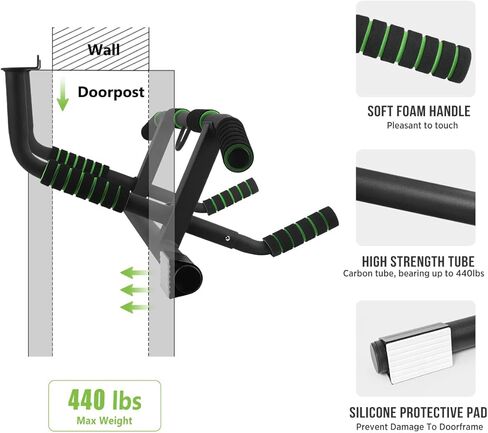 Doeplex [New Upgrade] Multi-Grip Pullup Bar with Smart Larger Hooks Technology - USA Original Patent, USA Designed, USA Shipped, USA Warranty in Kuwait