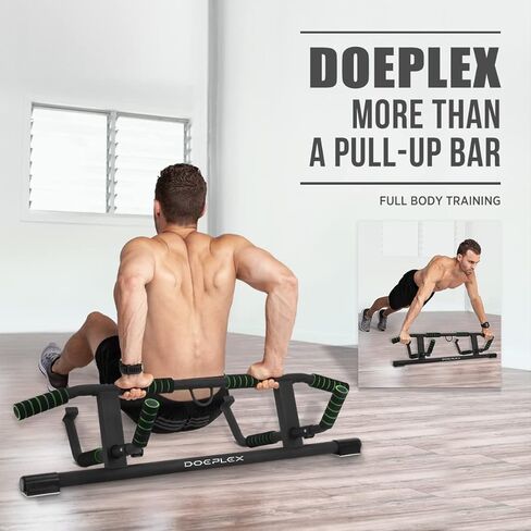 Doeplex [New Upgrade] Multi-Grip Pullup Bar with Smart Larger Hooks Technology - USA Original Patent, USA Designed, USA Shipped, USA Warranty in Kuwait