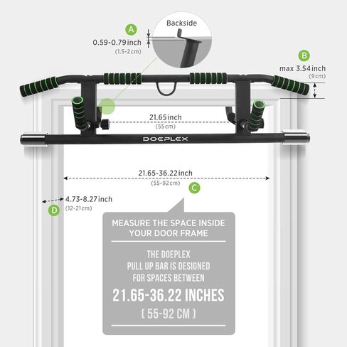 Doeplex [New Upgrade] Multi-Grip Pullup Bar with Smart Larger Hooks Technology - USA Original Patent, USA Designed, USA Shipped, USA Warranty in Kuwait