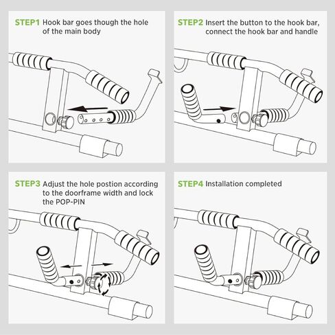 Doeplex [New Upgrade] Multi-Grip Pullup Bar with Smart Larger Hooks Technology - USA Original Patent, USA Designed, USA Shipped, USA Warranty in Kuwait