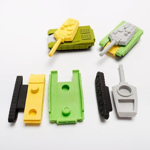 Exasinine Tank Eraser Big Pencil Eraser 3D Puzzle Eraser Desk Pet Erasers for Kids School Supplies Prize Gifts Party Favors (6 Pcs Random Colour) in Kuwait