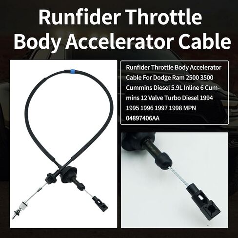 04897406AA Throttle Body Accelerator Cable For Dodge Ram 2500 3500 Cummins Diesel 5.9L Inline 6 Cummins 12 Valve Turbo Diesel 1994 1995 1996 1997 1998 in Saudi Arabia