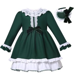 Girls Elegant Christmas Winter Green Ruffle Clothes Kids Toddler Pretty Party Princess Fancy Dresses