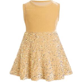ODIZLI Toddler Baby Girls' Velvet Sequin Sleeveless Dress Autumn Winter Christmas Gown Dresses