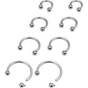 Lcolyoli 16g Septum Rings Internally Threaded Surgical Steel Septum Jewelry Lip Rings Hoop Labret Jewelry Smiley Piercing Jewelry Daith Piercing Jewelry Horseshoe Earrings for Women Men