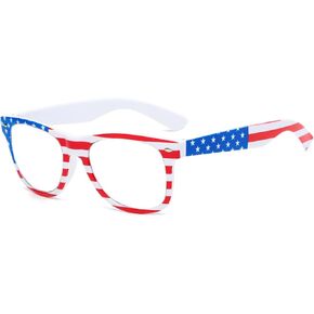 helena America Glasses - American Flag Retro Square Blue Light Blocking Reading Glasses