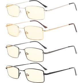 Eyekepper 4 Pack Reading Glasses Blue Light Blocking Memory Titanium Bridge Computer Readers