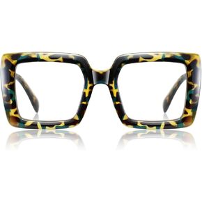 Oversized Square Blue Light Blocking Glasses Lightweight UV400 Anti Eyestrain Protection TV Computer Gaming for Women