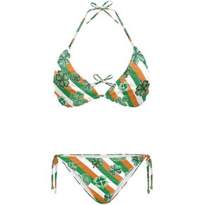 Women Two Pcs Swimsuit String Back Bathing Suits Sexy Halter Triangle Top Bikini Set Quick Dry Swimwear Beachwear