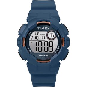 Timex Unisex TW5M23500 DGTL Mako Digital 44mm Blue/Gold-Tone Silicone Strap Watch