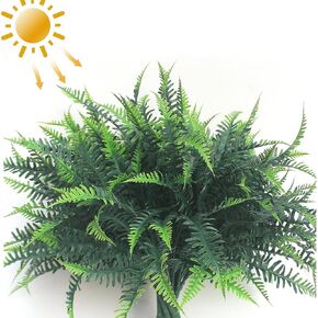 alyptus UV Resistant Artificial Plants Outdoor 16 Bundles Fake Ferns Green Leaves Faux Greenery, Plastic Flowers for Outdoors Front Porch, Patio, Planters, Décor, Garden Decorations (Fern)