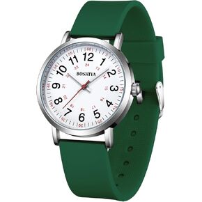 BOSHIYA Women's Easy Reader 36mm Watch Leather Band Watchs （White）