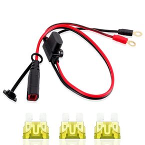 Wires Harness Compatible with GC002 X-Connect M6 (1/4in) XL Eyelet Terminal Connector for Genius Smart Battery Chargers Cable with 20A fuses(M6,2PACK)