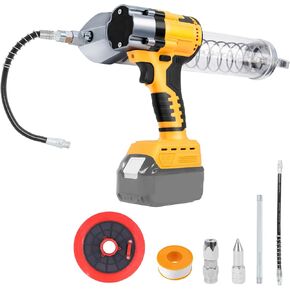 Cordless Grease Gun Compatible with Dewalt 20V Battery, 13000 PSI Brushless Motor Electric Grease Gun with 600ml Grease Cartridges and Accessories (No Battery Included)