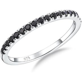 Moissanite Engagement Rings for Women, Sterling Silver Stackable Anniversary Ring Created Birthstone Half Eternity Band Rings for Men, Size 6 to 10, Width 1.4mm 1.7mm