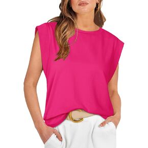 OFEEFAN Cap Sleeve Tops for Women Summer Shirts Casual Tank Tops Basic Tee Shirts Loose Fit 2024 Trendy