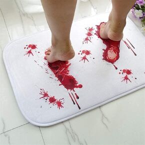 Halloween Bath Bloody Footprint, Operazone Printed Blood Footprint Prank Blood Rug Color Bath Mat Non-Slip Rug Halloween Scare Your Friends for Shower/Bathroom Gag Gift,Doorway,Carpet,Bathroom Rugs