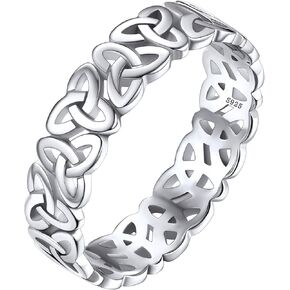 Silvora 925 Sterling Silver Celtic Knot Rings, Promise Rings for Women Men Vintage Eternity Band Ring Jewelry Size 5-11