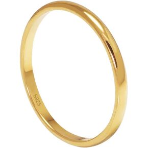 925 Sterling Silver 4.5mm 2mm Wedding Band Plain High Polish Classical 18k Gold Plated Dome Rings for Women Men Married Ring