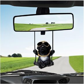 Swinging Dog Car Mirror Hanging Accessories, Cute Labrador Retriever Rearview Mirrors Pendant, Dog Auto Interior Home Decor Accessories, Small Gifts for Women/Men (Yellow)