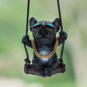 Swing Dog Car Hanging Ornament, Cute Bulldog Pug Car Pendant Interior, Resin Animal Figurines Car Mirror Hanging Accessories for Car Rearview Mirror Decoration, Home Decoration Crafts (Bulldog 2)