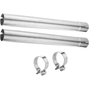 Exhaust Pipe 2.5 Inch Exhaust Straight Pipe T304 Stainless Steel Pipe,Universal Exhaust Kit Straight Mandrel,2 PCS Straight Exhaust Pipe with Clamp