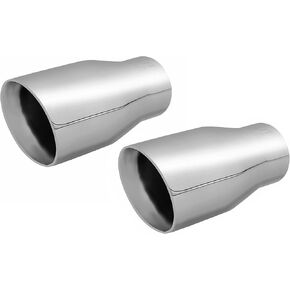 Pack of 2 Black Exhaust tip - 2.5" ID x 3.5" OD x 7"L -Double Wall Weld On Muffler Tail Pipe Stainless Steel Black Coated