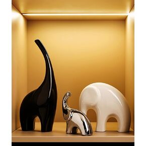 Elephant Statue Set of 3,Modern Ceramic Decor Statue,Good Luck Elephant,for Bookshelf Living Room Office Table Shelf Decorations.Gift for Elephant Lovers.