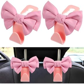 2Pcs Car Purse Hooks, Car Hooks for Headrest Cute Bow Car Seat Headrest Hooks for Women Car Hooks for Purses(White)
