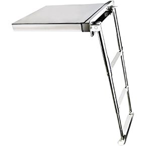 MARINE CITY 316 Grade Stainless Steel Concealed Box Flush Mount Telescoping Boarding Boat 4-Step Under Slide Swiveling Ladder for Marines – Boats – Yachts – Pontoons (Pack of 1)