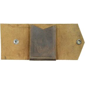 إخفاء وشرب، محفظة جلدية على شكل حرف T، تحمل ما يصل إلى 4 بطاقات بالإضافة إلى الفواتير المسطحة، منظم للنقود، إكسسوارات يومية، مصنوعة يدويًا تتضمن ضمان 101 عام :: بوربون براون in Kuwait