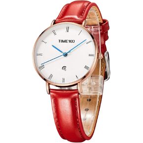 Womens Watches Easy Reader Quartz Analog 30mm Leather Strap Watch with Date Ladies Wrist Watches Waterproof