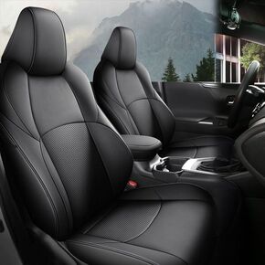 Custom Fit RAV4 Car Seat Covers for Select Toyota RAV4 2019 2020 2021 2022 2023 2024 2025 LE,XLE,XLE Premium,Limited - Full Set,Leather(Black)