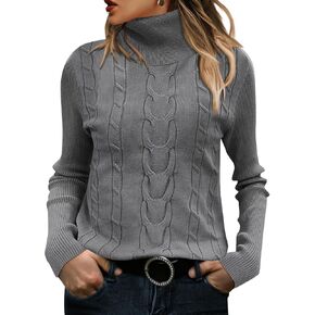 QACOHU Womens Turtleneck Long Sleeve Casual Cozy Baggy Knit Pullover Tunic Sweater 2024 Fall Outfits