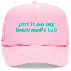 Put It On My Husband's Tab Trucker Hat | Cowboy Funny Western Howdy Cute | Premium Mesh Foam Snapback Hat for Men & Women