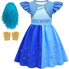 Princess Costume Dress for Girls Halloween Cosplay Outfits with Wig and Gloves4-10Y