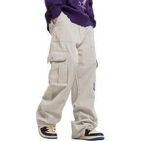 Verdusa Men's Casual Pocket Side Drawstring Waist Loose Joggers Cargo Pants